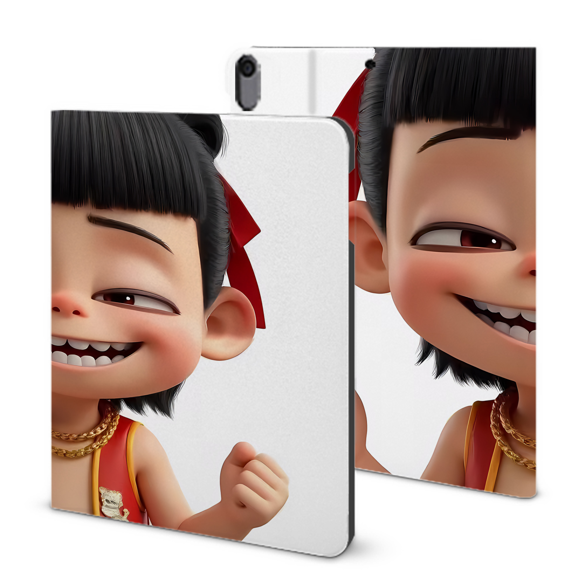 （画像用） Ne Zha 2 ナタ 魔童の大暴れ IPad ケース ブック型 PUレザー TPU 耐衝撃 軽量 薄型 ペン収納なし 全面保護 IPad 各モデル対応